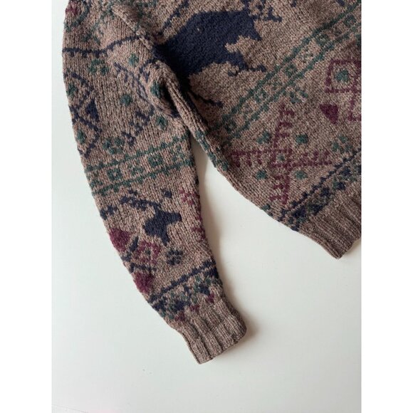 Men's POLO RALPH LAUREN Brown Reindeer Deer Wool Knit Handknit Sweater, Size S - Picture 6 of 10